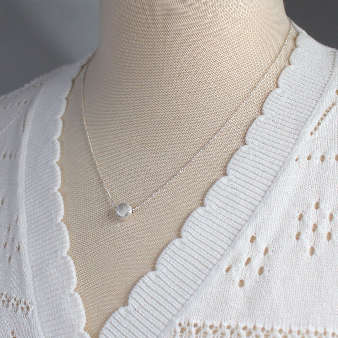 Brushed Solitaire Bead Necklace Sterling Silver - Leah