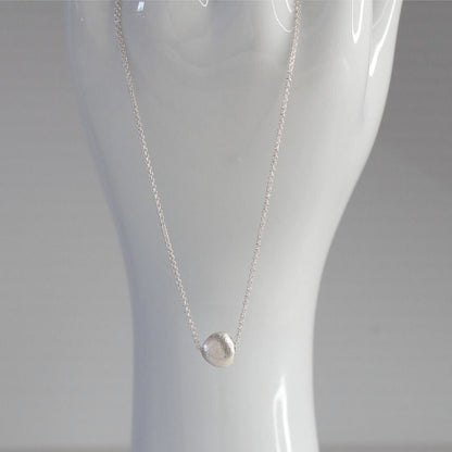 Brushed Solitaire Bead Necklace Sterling Silver - Leah