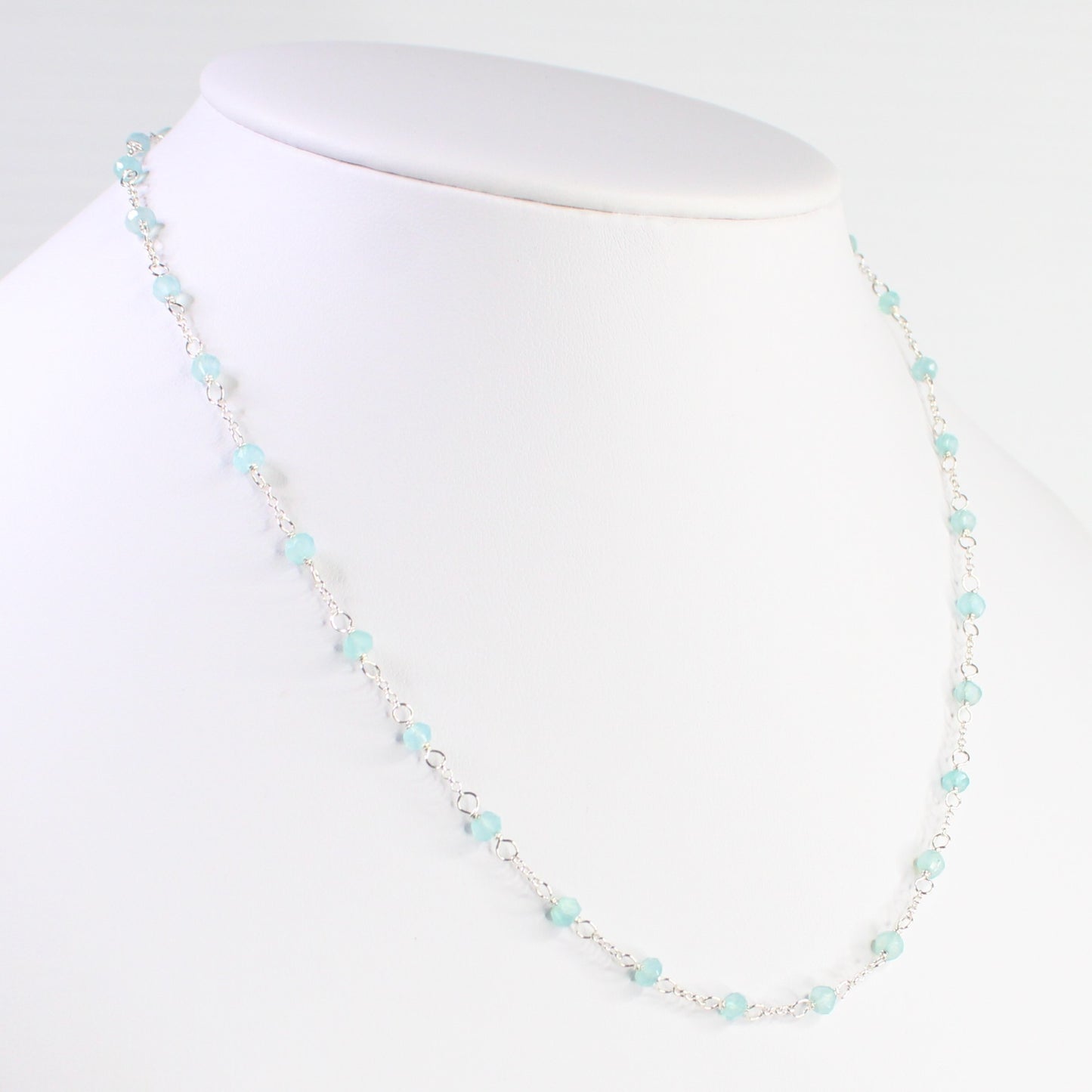 Chalcedony Gemstone Satellite Chain Necklace- Darby