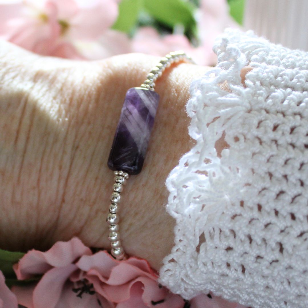 Sterling Silver Amethyst Beaded Bracelet - Twilight Muse
