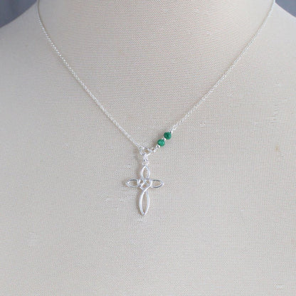 Sarah Cross Birthstone Pendant Necklace
