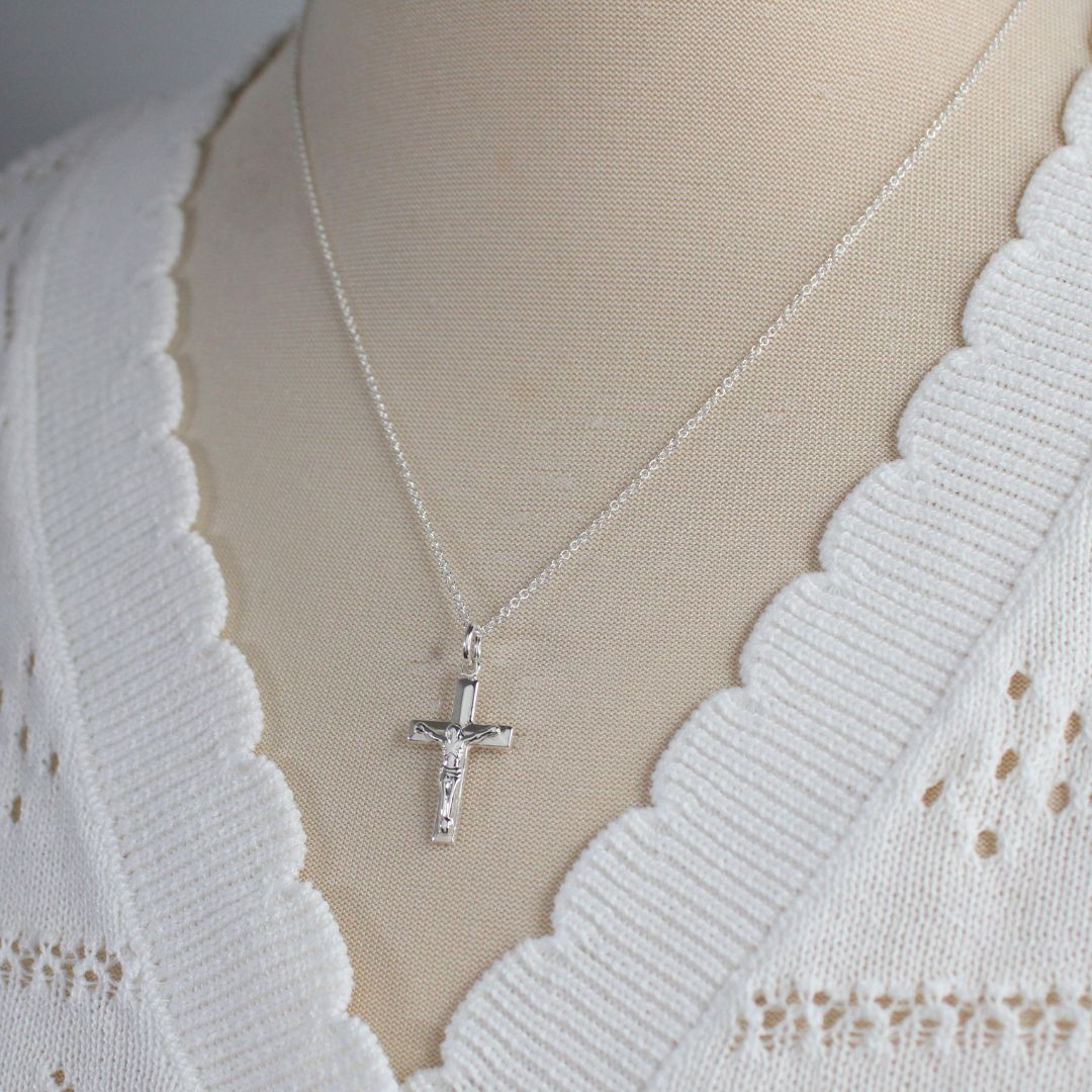 Crucifix Birthstone Pendant Necklace