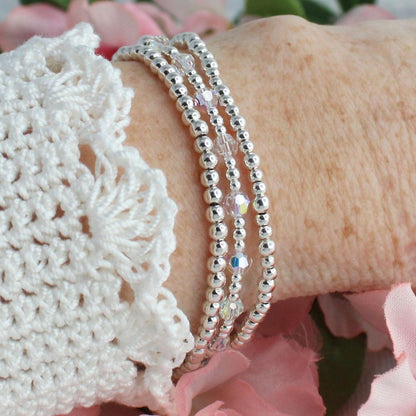April Birthstone Sterling Silver Bracelet Stack – Made with Swarovski Crystal
