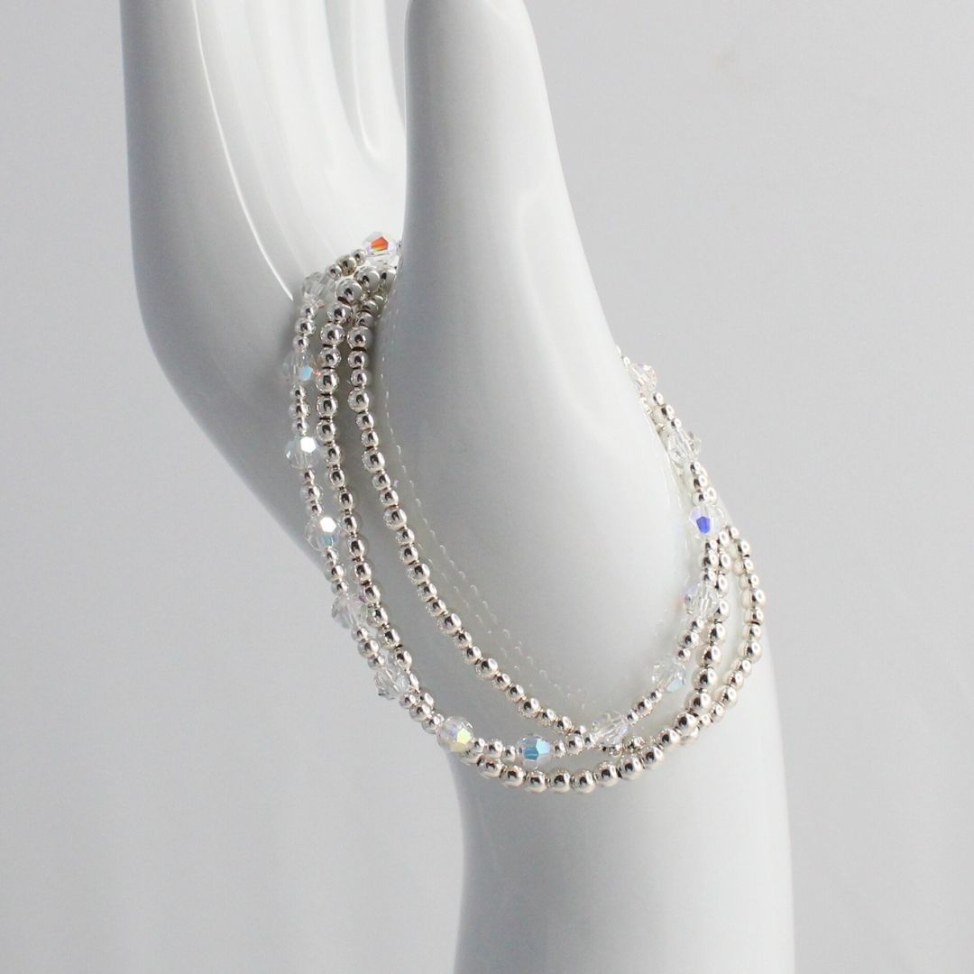April Birthstone Sterling Silver Bracelet Stack – Made with Swarovski Crystal