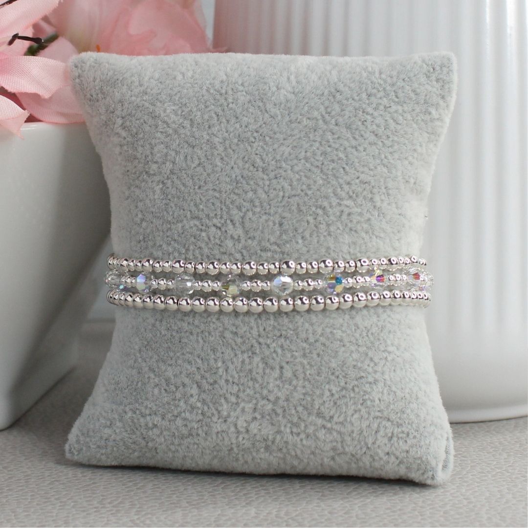 April Birthstone Sterling Silver Bracelet Stack – Made with Swarovski Crystal