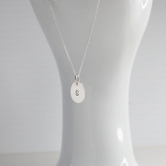 Eva Love Drop - Personalized Oval Initial Pendant Necklace