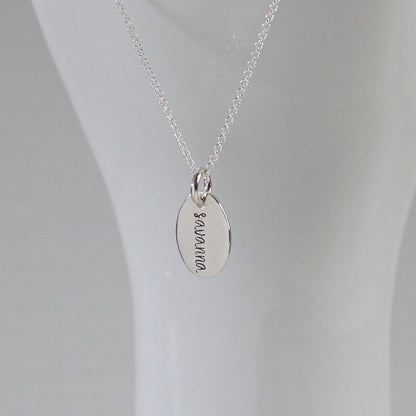 Hand Stamped Name Pendant Necklace - Eva Love Drop