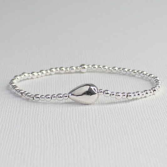 Amalfi Sterling Silver Hammered Pear-Shaped Focal Bead Bracelet