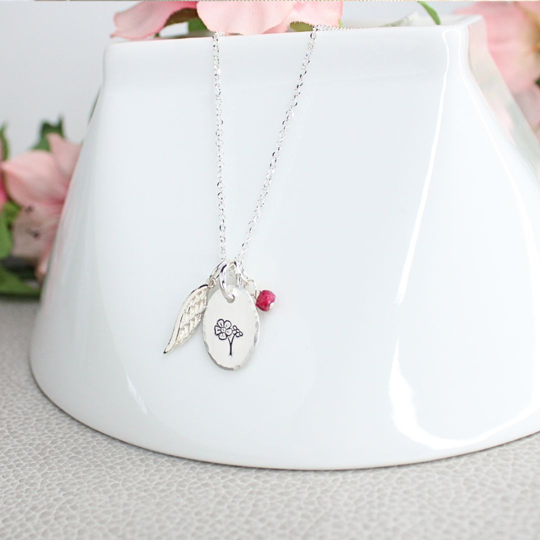 Forget Me Not Memory Necklace Sterling Silver
