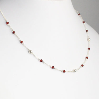 Genuine Garnet Gemstone January Birthstone Necklace - Darby