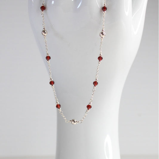 Genuine Garnet Gemstone January Birthstone Necklace - Darby