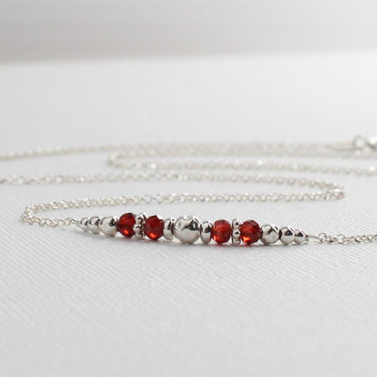 January Garnet Sterling Silver Birthstone Necklace - Devotion