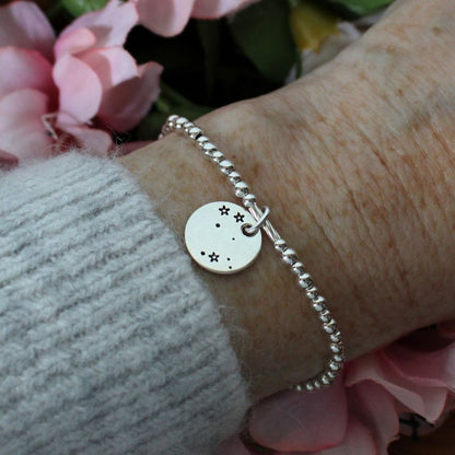 Gemini Constellation Charm Silver Bead Bracelet – Bella Love Drop