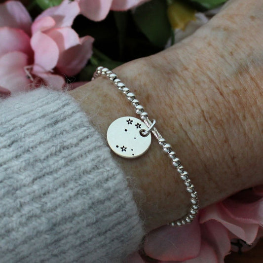 Gemini Constellation Charm Silver Bead Bracelet – Bella Love Drop
