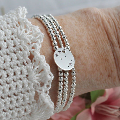 Gemini Constellation Charm Silver Bead Bracelet – Bella Love Drop