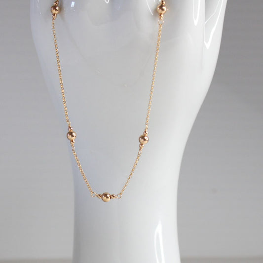 Serenity - Gold Ball Bead Station Chain Necklace