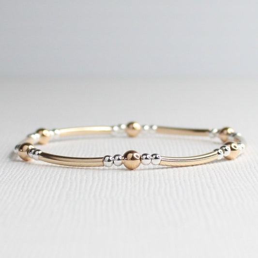 Tagliatelle - Gold Filled Bead & Tube Bracelet