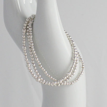 Sterling Silver Hammered Bead Stacking Bracelet - Bologna