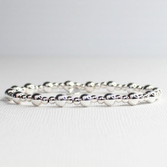 Lucca - Sterling Silver Plain Bead Bracelet