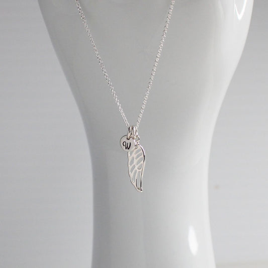 Personalized Memory Pendant Necklace with Angel Wing - Evermore