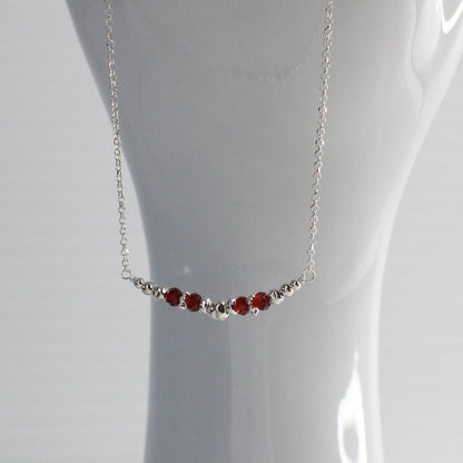 January Garnet Sterling Silver Birthstone Necklace - Devotion