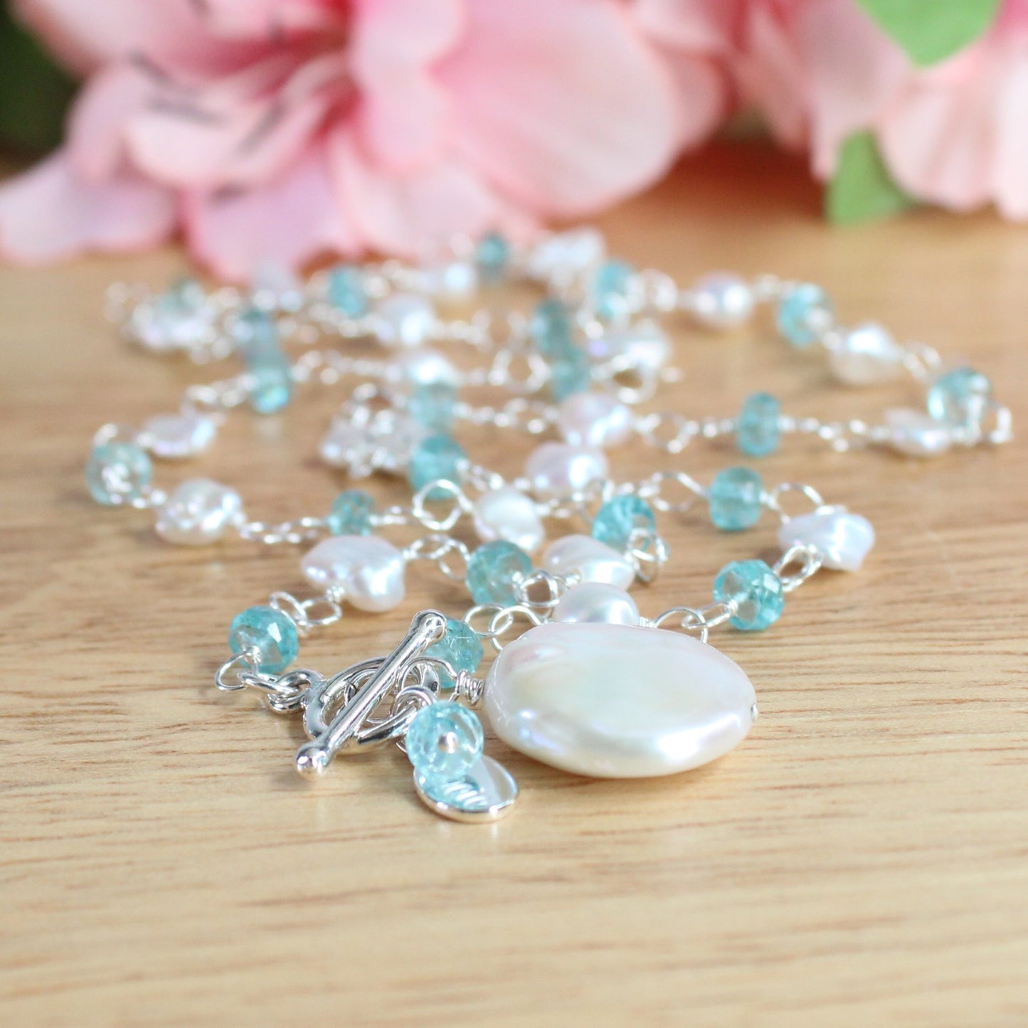 Keshi Pearl Apatite Gemstone Necklace - Delaney