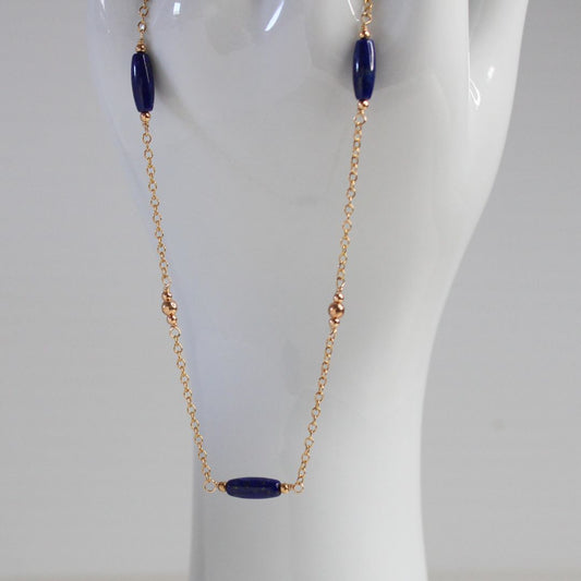 Lapis Lazuli Bead Gold Filled Necklace -Selene