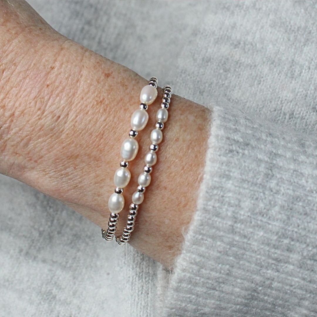 Freshwater Pearl with Sterling Silver Bead Bracelet - Terrace