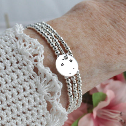 Libra Constellation Charm Silver Bead Bracelet – Bella Love Drop