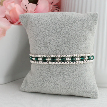 May Birthstone Sterling Silver Bracelet Stack – Made with Swarovski Crystal
