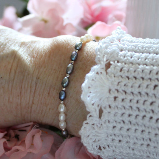 Peacock and White Pearl Bracelet - Lythorn