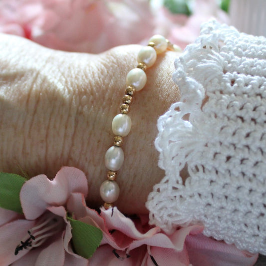 Pearl and Gold Filled Bead Bracelet - Farley