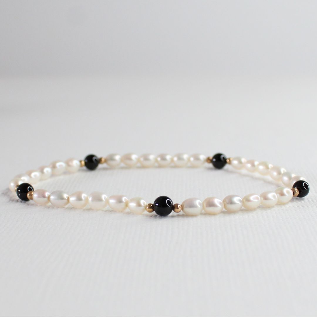 Black Onyx and Pearl Bracelet - Chiltern