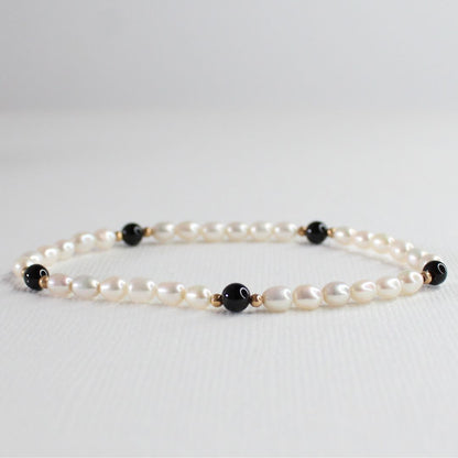 Black Onyx and Pearl Bracelet - Chiltern