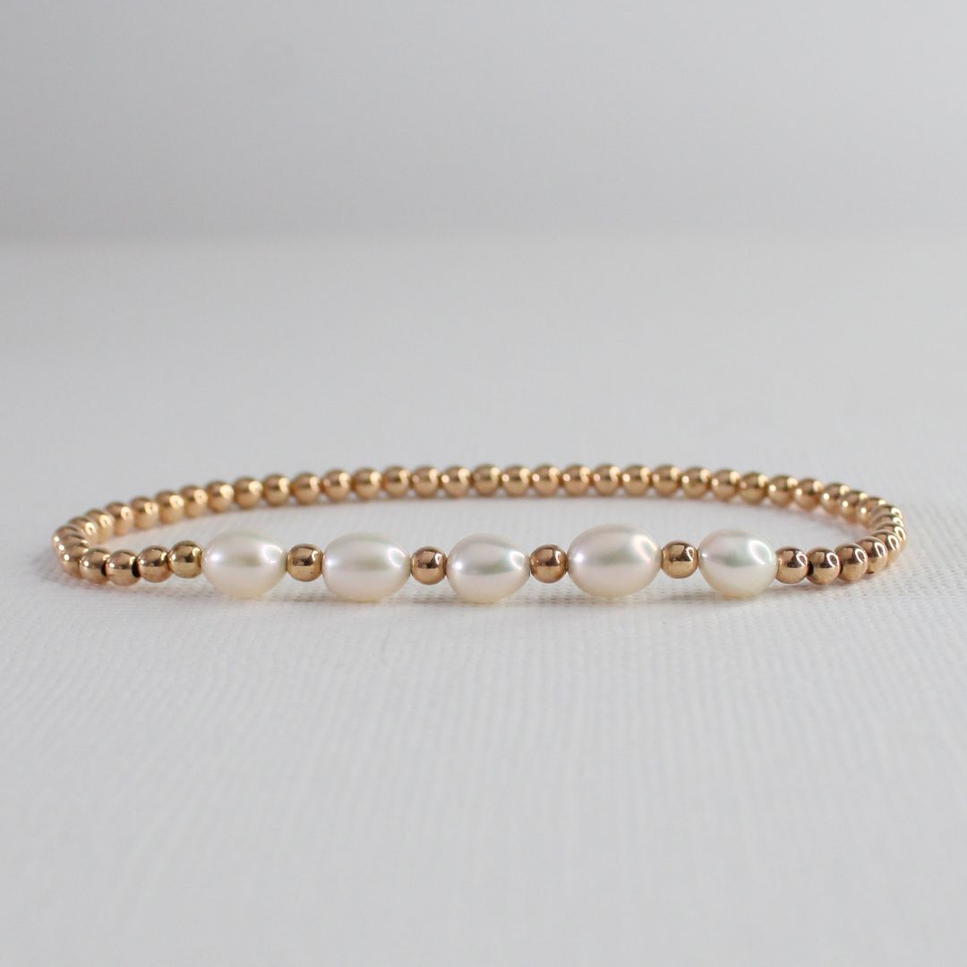 Freshwater Pearl and Gold Filled Bead Bracelet - Newgate