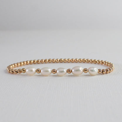 Freshwater Pearl and Gold Filled Bead Bracelet - Newgate