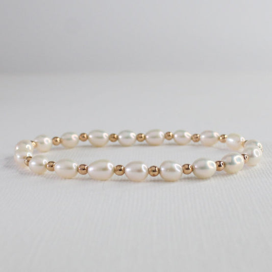 Pearl and Gold Filled Bead Bracelet - Tranquil