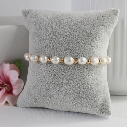 Tranquil - Pearl and Gold Filled Bead Bracelet
