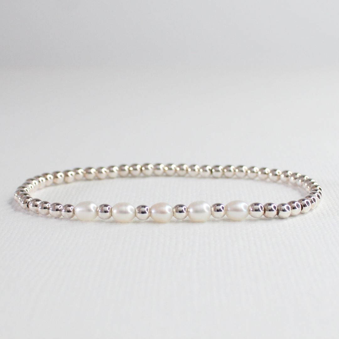 Freshwater Pearl with Sterling Silver Bead Bracelet - Terrace