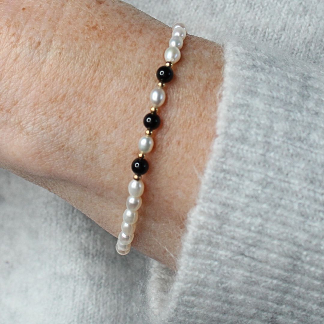 Black Onyx and Pearl Bracelet - Cypress