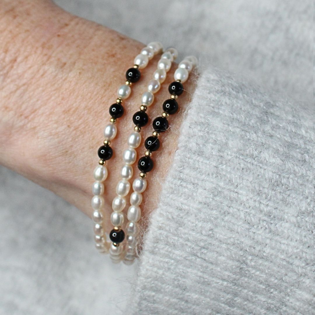 Black Onyx and Pearl Bracelet - Cypress