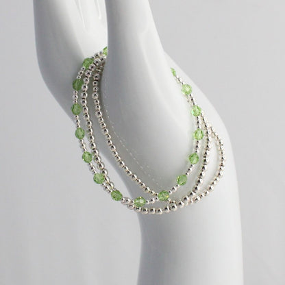 August Birthstone Sterling Silver Bracelet Stack – Made with Swarovski Crystal