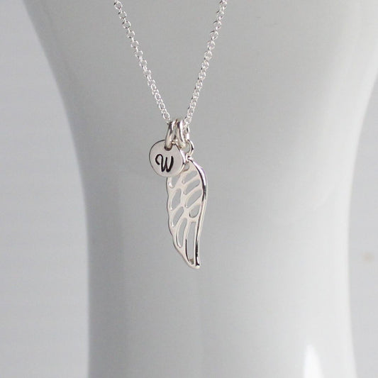 Evermore Personalized Memory Pendant Necklace with Angel Wing