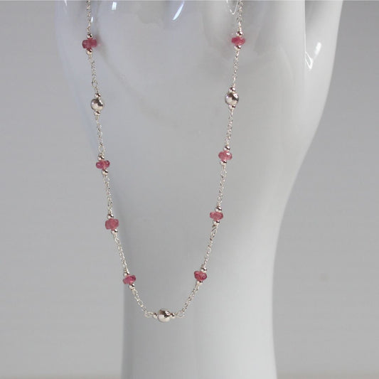 Genuine Pink Tourmaline Gemstone October Birthstone Necklace - Darby