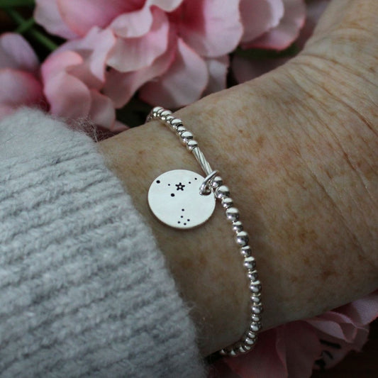 Pisces Constellation Charm Silver Bead Bracelet – Bella Love Drop