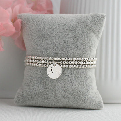 Pisces Constellation Charm Silver Bead Bracelet – Bella Love Drop
