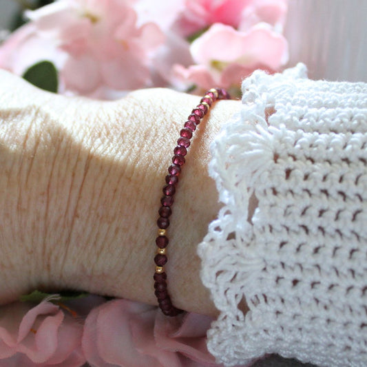 Garnet Gemstone Bracelet - Crimson Bloom