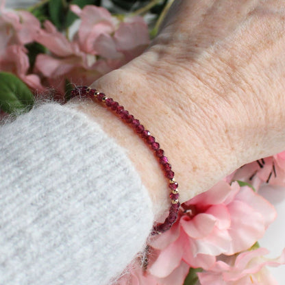 Crimson Bloom Garnet Gemstone Bracelet