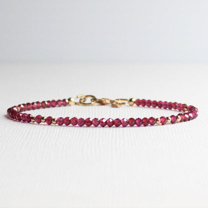Crimson Bloom Garnet Gemstone Bracelet