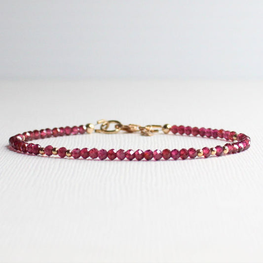 Crimson Bloom Garnet Gemstone Bracelet